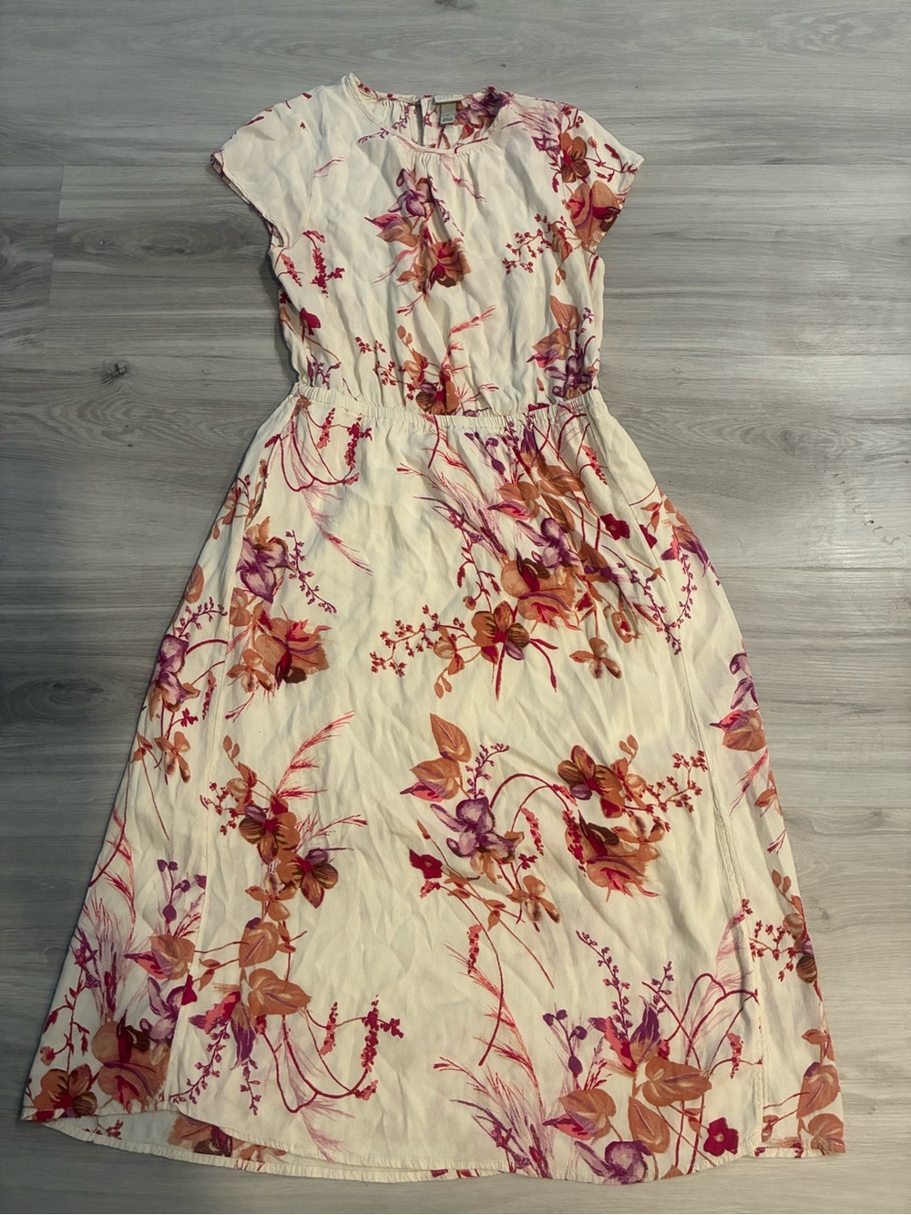 A new day Cream Floral Maxi Dress with Pink & Brown Bouquet Print
